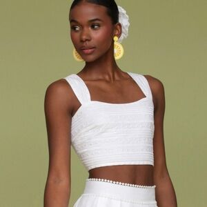 Avec Les Filles‎ Embroidered Cotton Crop Top